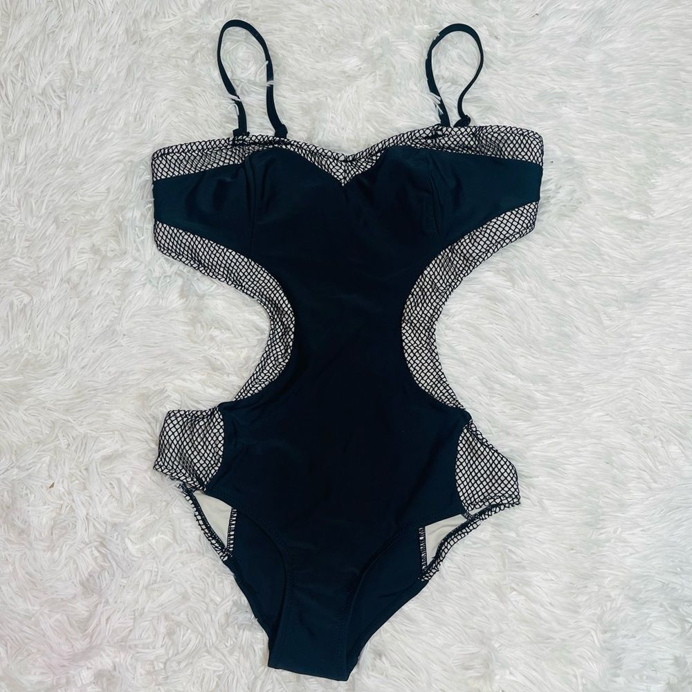 EUC Tripp Black One Piece Plunge Swimsuit Monokini - Picture 4 of 16